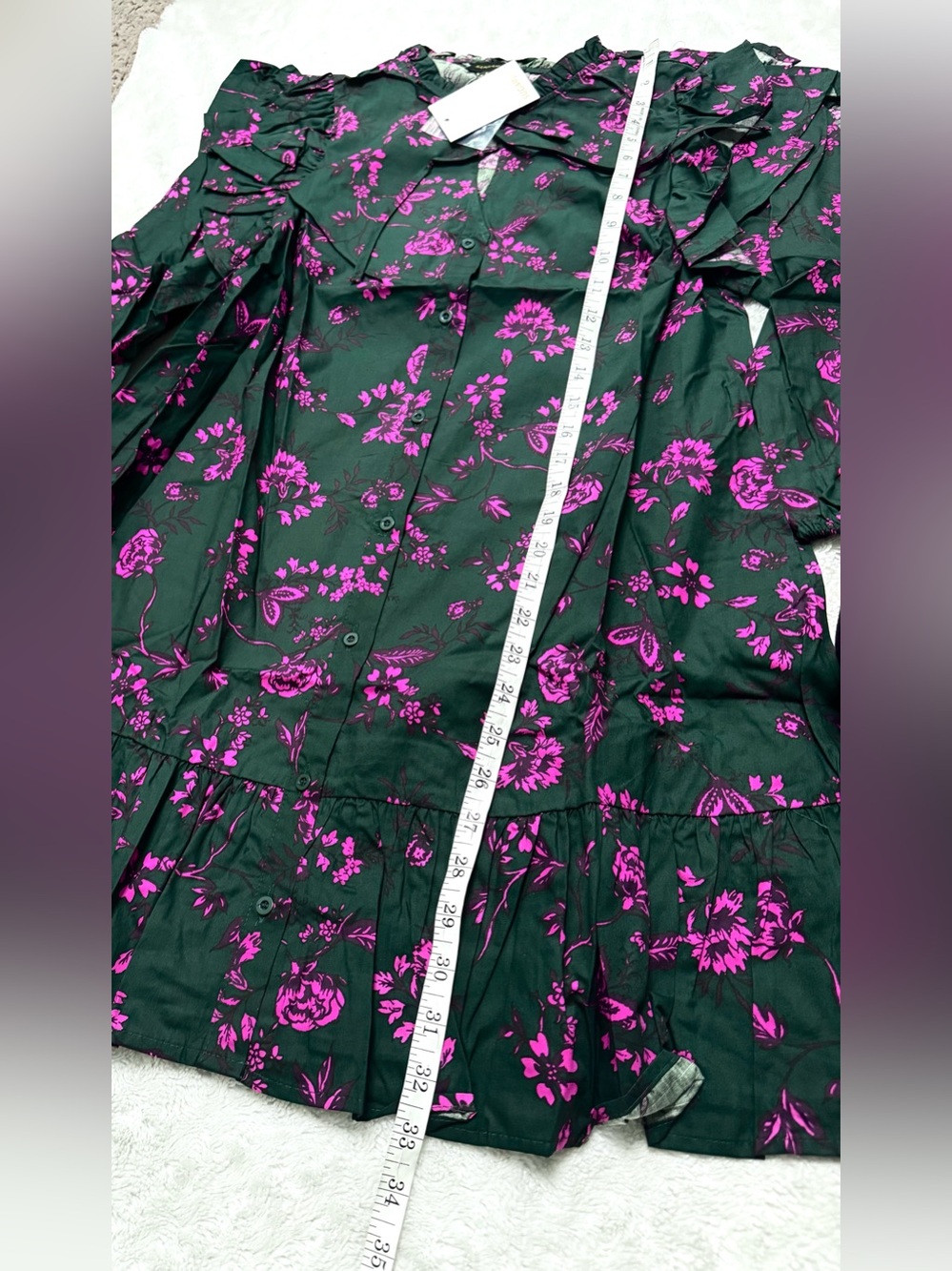 NWT- SUGARLIPS Close To You Sammy Ruffle Drop Waist Green Floral Mini Dress - Picture 14 of 15
